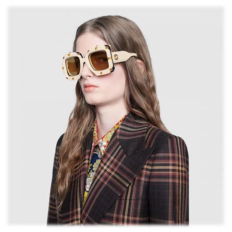 glarge gucci square sunglasses with swarovski|Gucci Eyewear Oversize square.